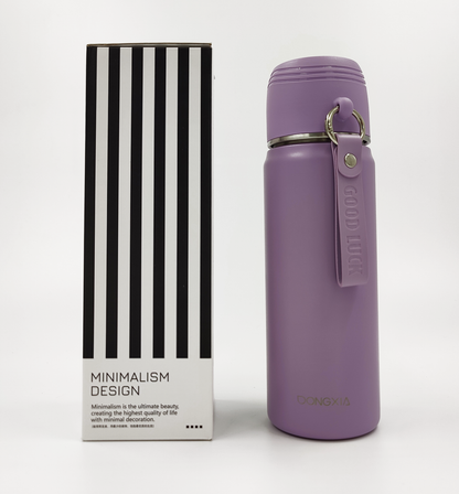 Thermosteel Water Bottle with Cup Lid – 450ml | 24Hr Hot & Cold | Leak-Proof