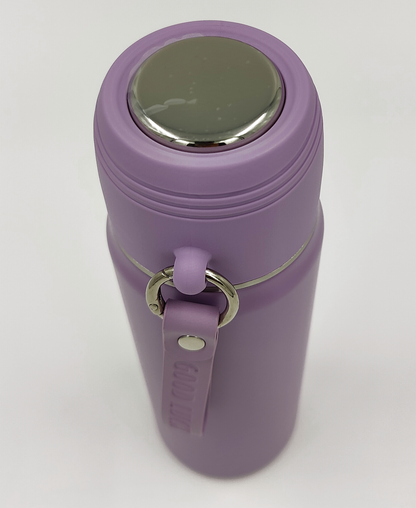 Thermosteel Water Bottle with Cup Lid – 450ml | 24Hr Hot & Cold | Leak-Proof