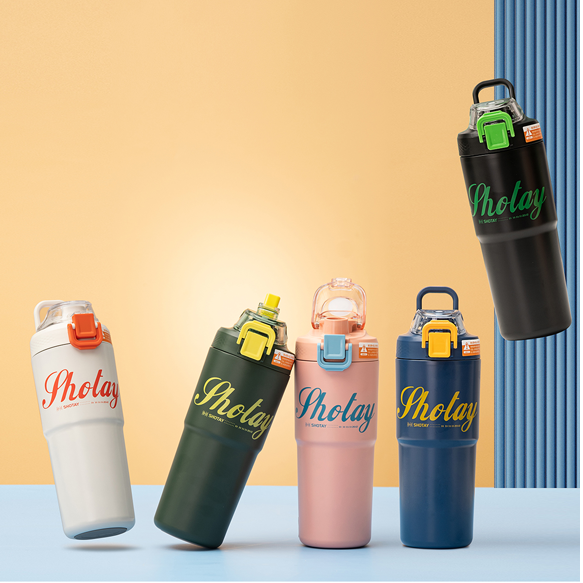 SHOTAY Premium Matte Sport Tumbler with Pop-Up Straw