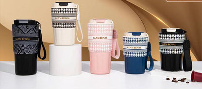 SITAYURI Glam Royal Houndstooth Insulated Tumbler Coffee Cup