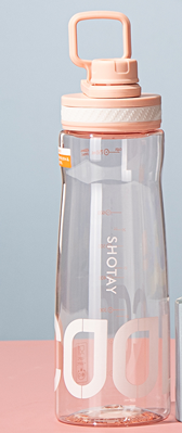 SHOTAY "COOL" Clear Sports Water Bottle with Carry Handle & Measurement Markers – Leak-Proof, Fruit Infusion Friendly Reusable Hydration Flask for Gym, Office, and Outdoors ST 6000