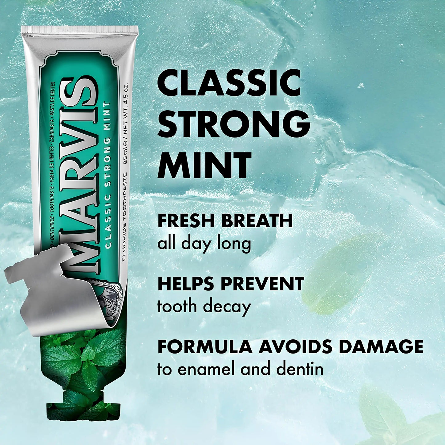 Marvis Classic Strong Mint Toothpaste, Controls Plaque - 85ml