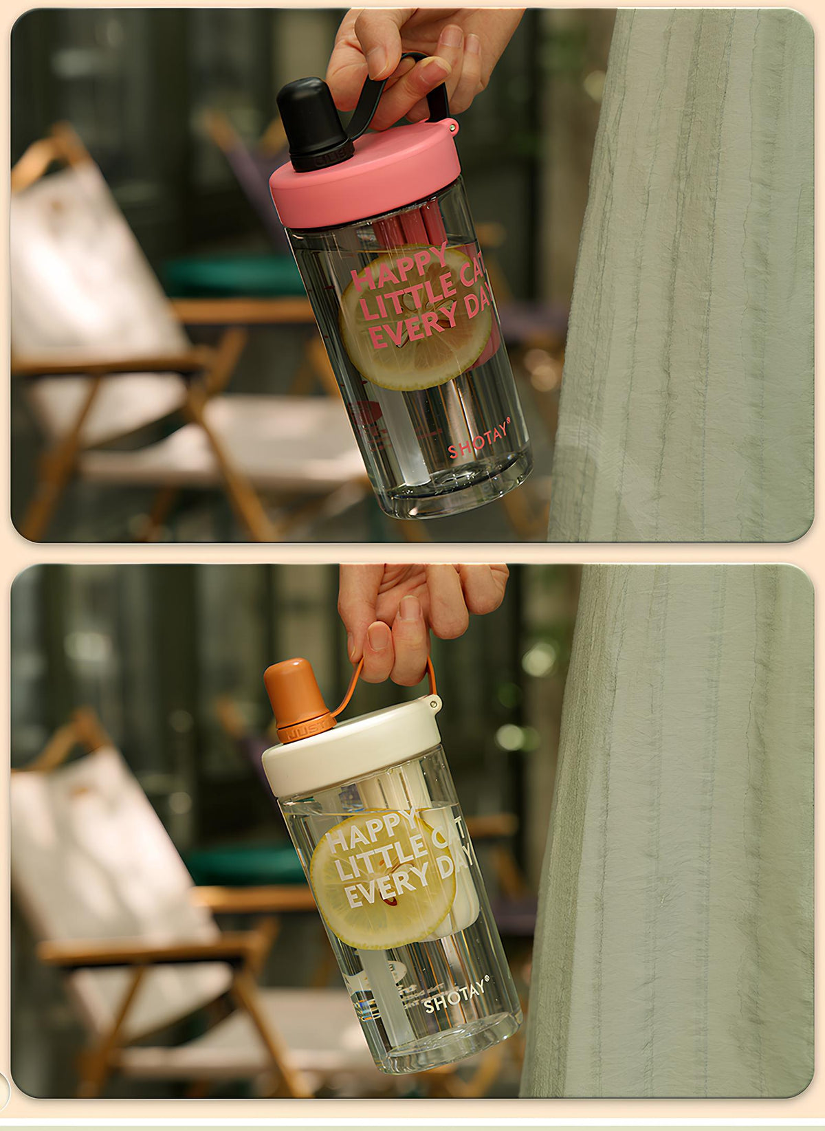 SHOTAY Water Bottle with Pop-Up Straw & Tea Infuser – ST 7164- 450ML