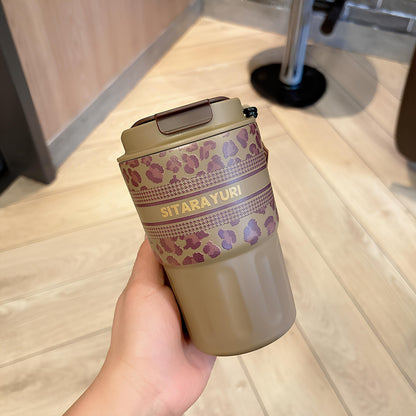 SITARAYURI Leopard Print Stainless Steel Insulated Travel Coffee Cup