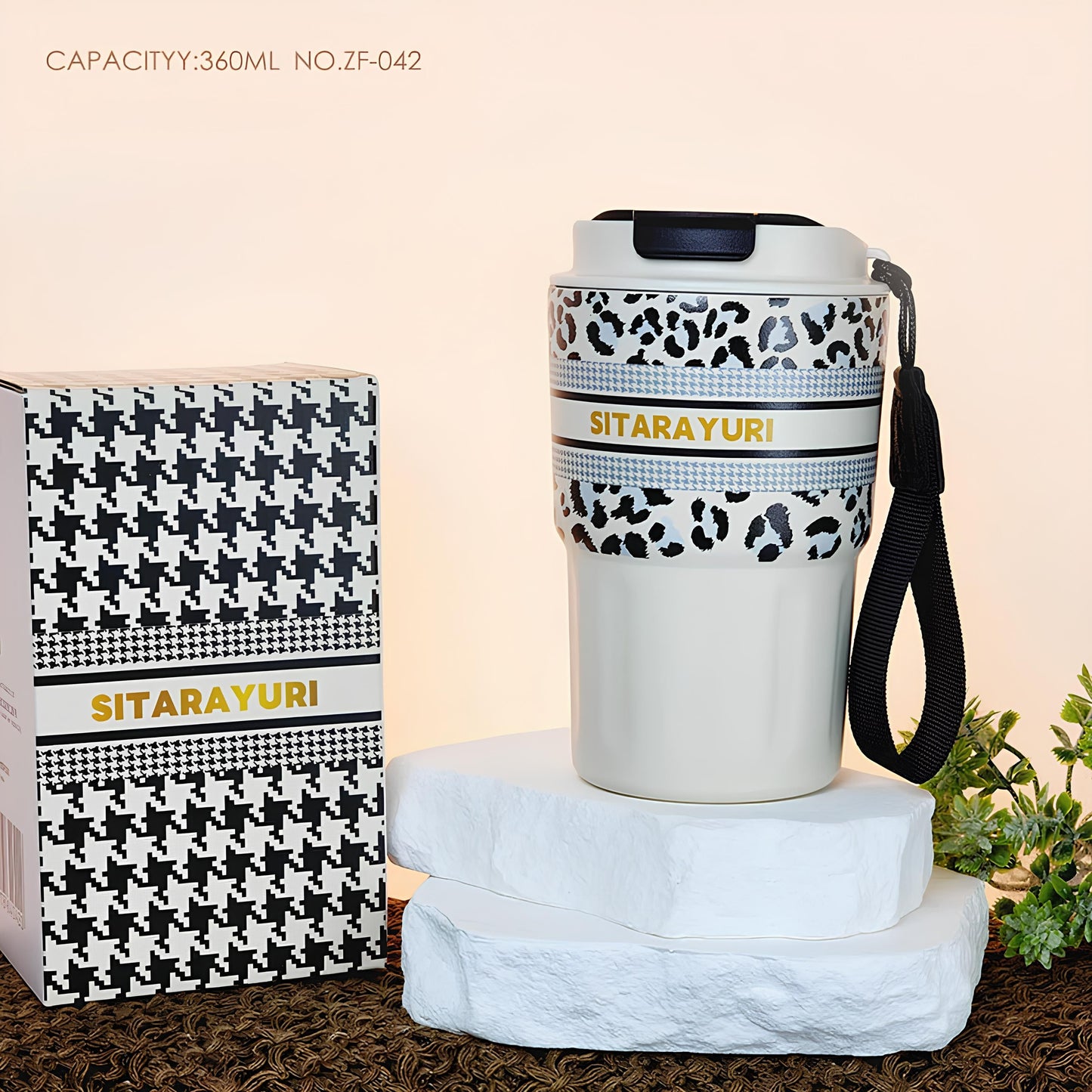 SITARAYURI Leopard Print Stainless Steel Insulated Travel Coffee Cup