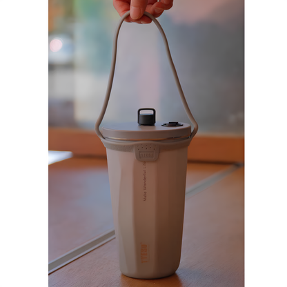 TYESO Vacuum Insulated Coffee Cup with Silicone Strap-600ML