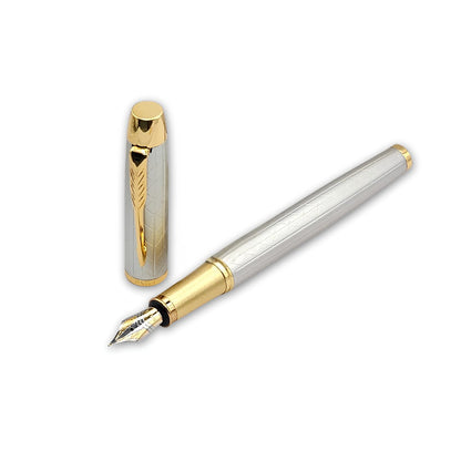 PAILI Premium Geometric Engraved Fountain Pen – Brushed Gold Grip (Available in Multiple Colors)