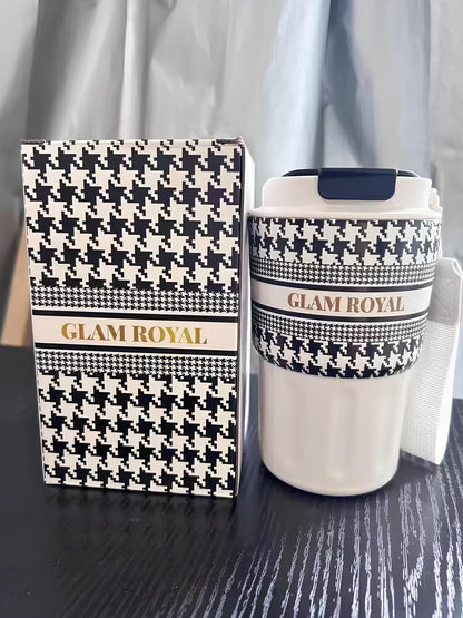 SITAYURI Glam Royal Houndstooth Insulated Tumbler Coffee Cup