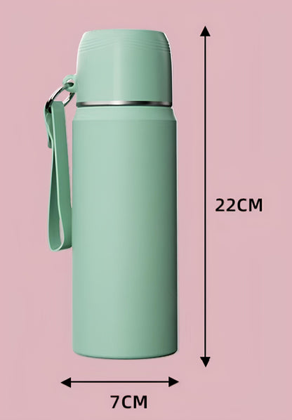 Thermosteel Water Bottle with Cup Lid – 450ml | 24Hr Hot & Cold | Leak-Proof