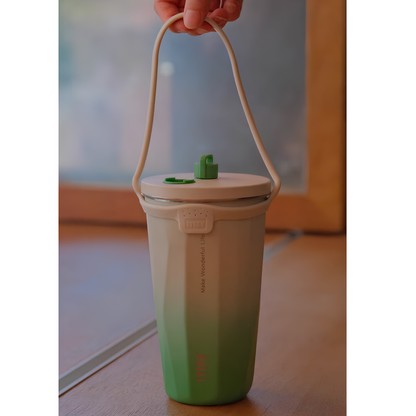 TYESO Vacuum Insulated Coffee Cup with Silicone Strap-600ML