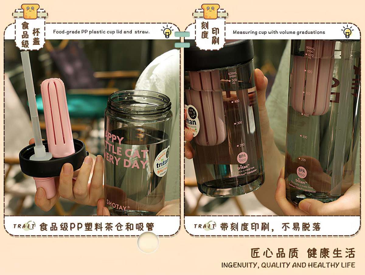 SHOTAY Water Bottle with Pop-Up Straw & Tea Infuser – ST 7164- 450ML