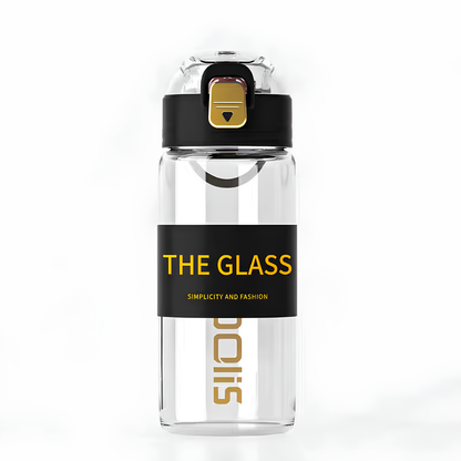 Premium Borosilicate Glass Water Bottle with Locking Flip-Top