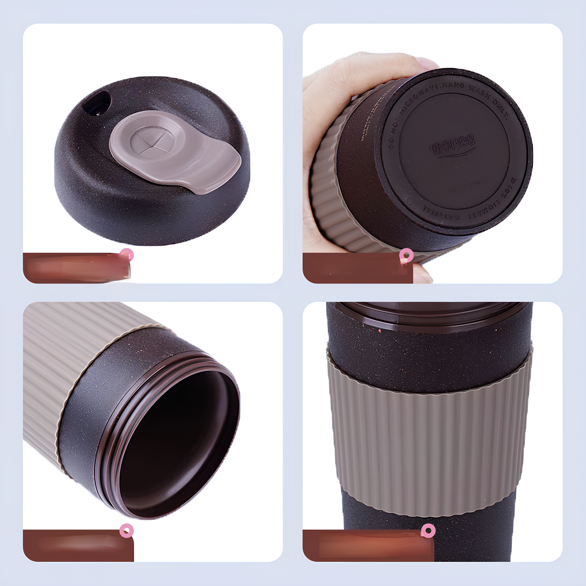 MOOD Eco-Friendly Reusable Travel Coffee cupwith Silicone Grip & Straw