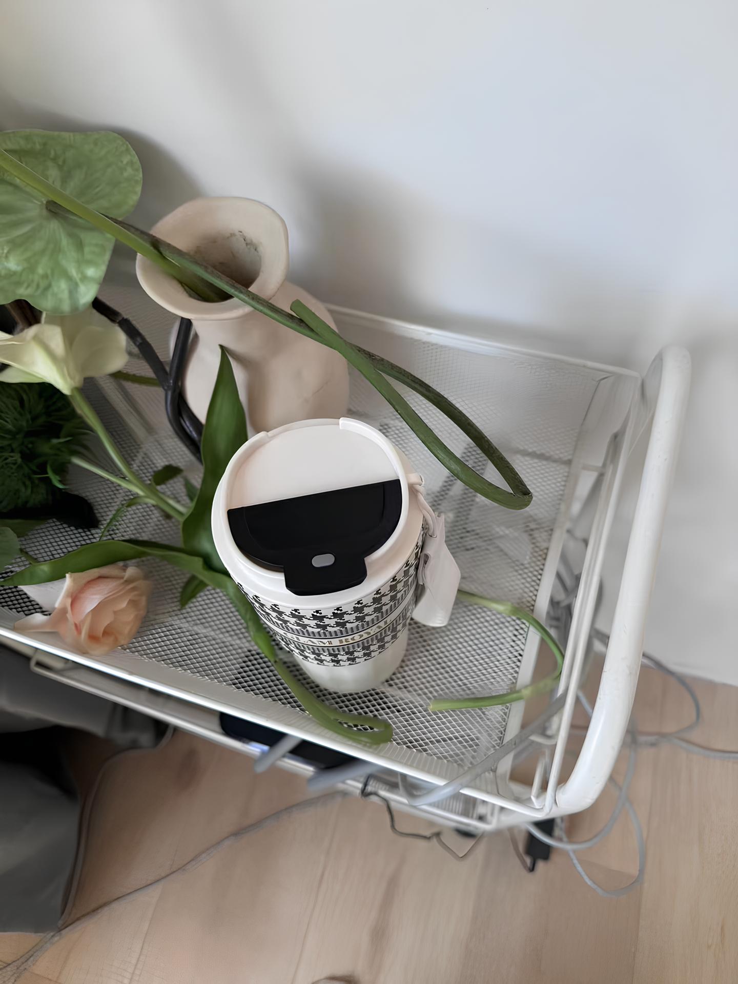 SITAYURI Glam Royal Houndstooth Insulated Tumbler Coffee Cup