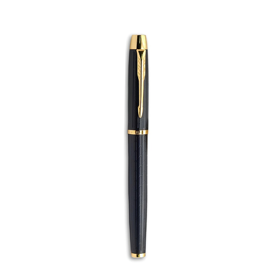 PAILI Premium Geometric Engraved Fountain Pen – Brushed Gold Grip (Available in Multiple Colors)
