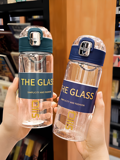 Premium Borosilicate Glass Water Bottle with Locking Flip-Top