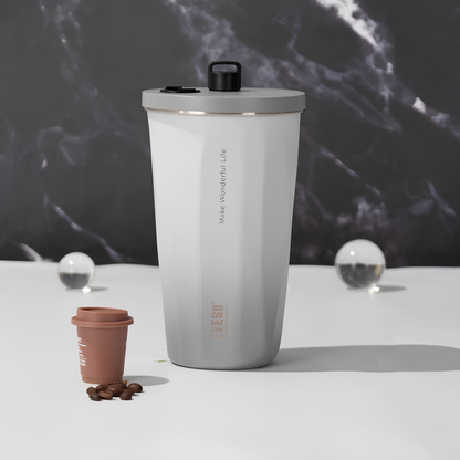 TYESO Vacuum Insulated Coffee Cup with Silicone Strap-600ML