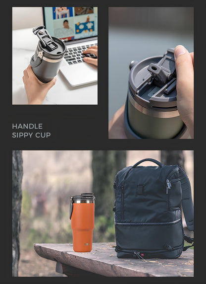 TYESO High-Capacity Travel Tumbler with Folding Handle