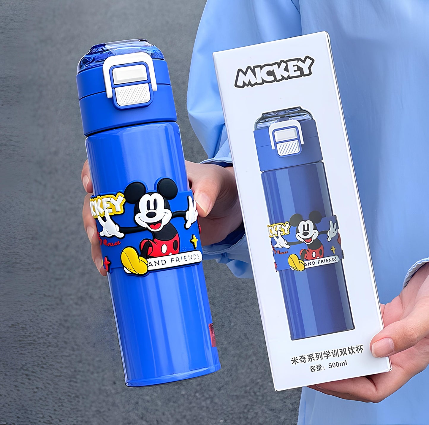 Disney Mickey Insulated Stainless Steel Water Bottle – 500ml Hot & Cold (Blue)
