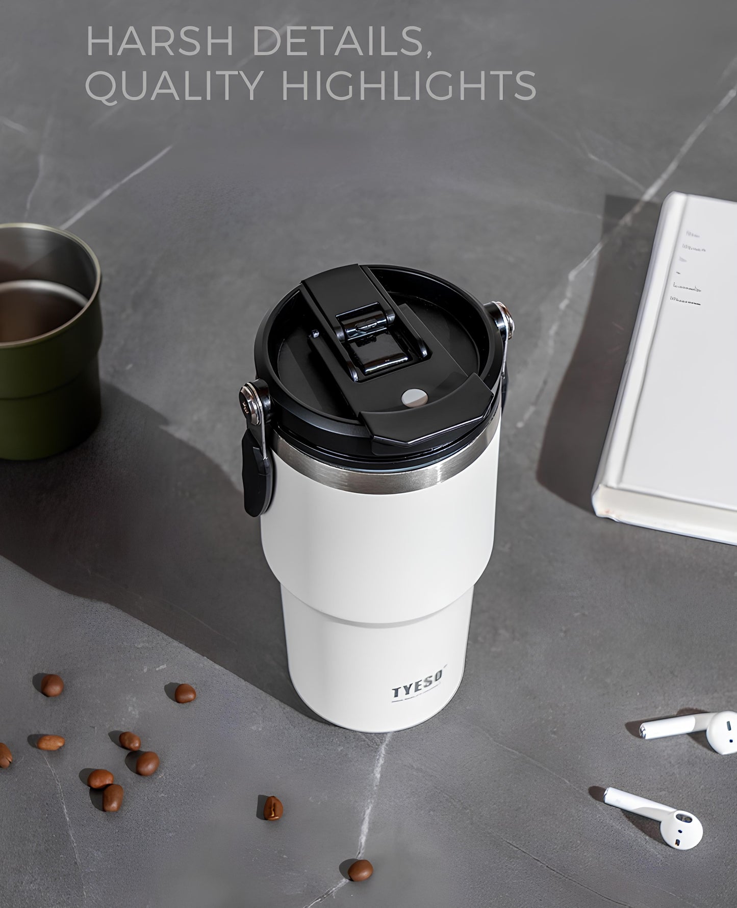 TYESO High-Capacity Travel Tumbler with Folding Handle