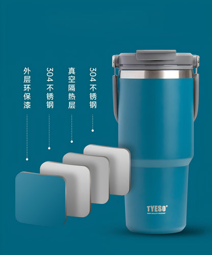 TYESO High-Capacity Travel Tumbler with Folding Handle