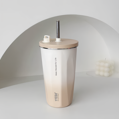 TYESO Vacuum Insulated Coffee Cup with Silicone Strap-600ML