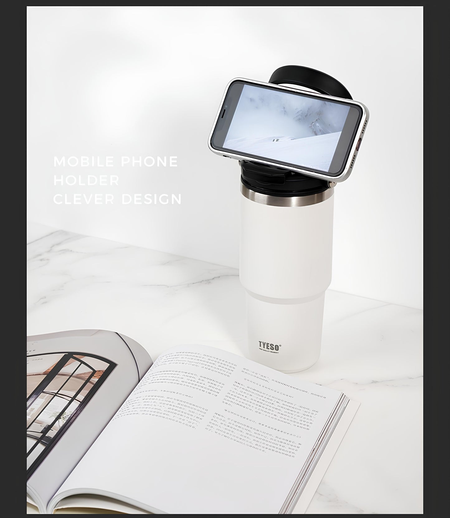 TYESO High-Capacity Travel Tumbler with Folding Handle