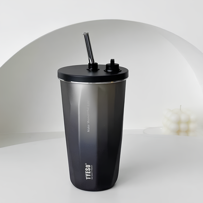 TYESO Vacuum Insulated Coffee Cup with Silicone Strap-600ML