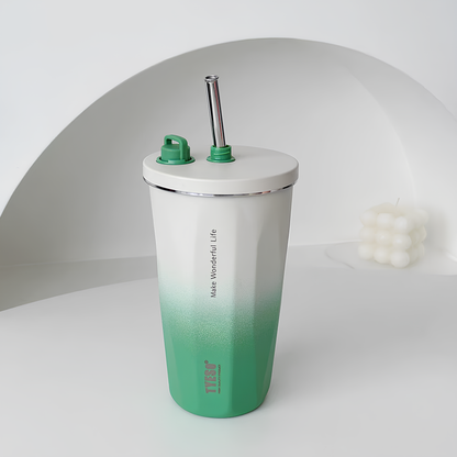 TYESO Vacuum Insulated Coffee Cup with Silicone Strap-600ML