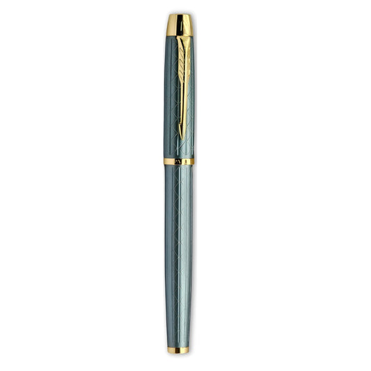 PAILI Premium Geometric Engraved Fountain Pen – Brushed Gold Grip (Available in Multiple Colors)