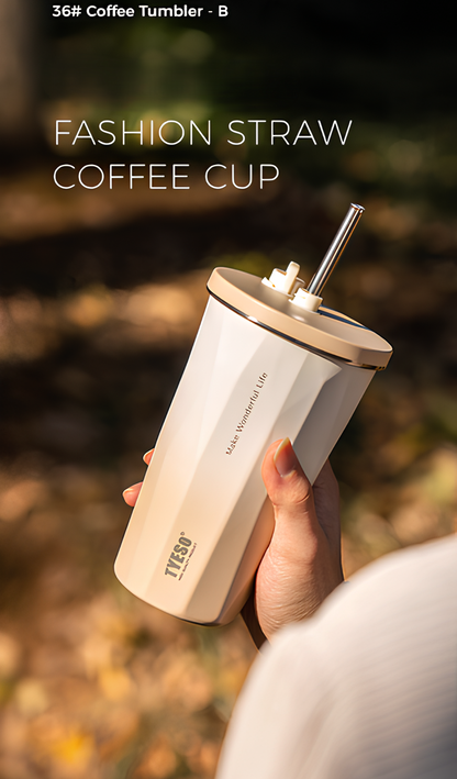 TYESO Vacuum Insulated Coffee Cup with Silicone Strap-600ML