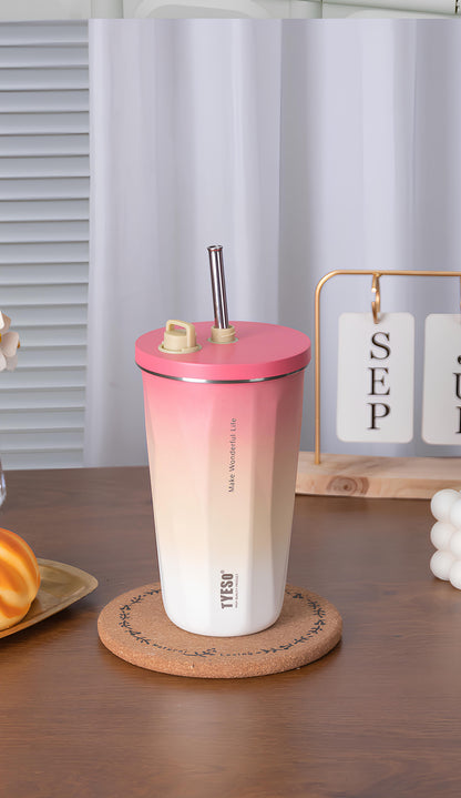 TYESO Vacuum Insulated Coffee Cup with Silicone Strap-600ML