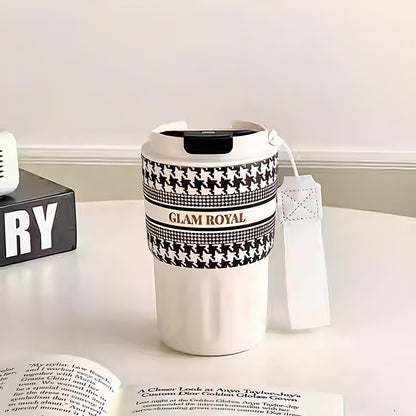SITAYURI Glam Royal Houndstooth Insulated Tumbler Coffee Cup