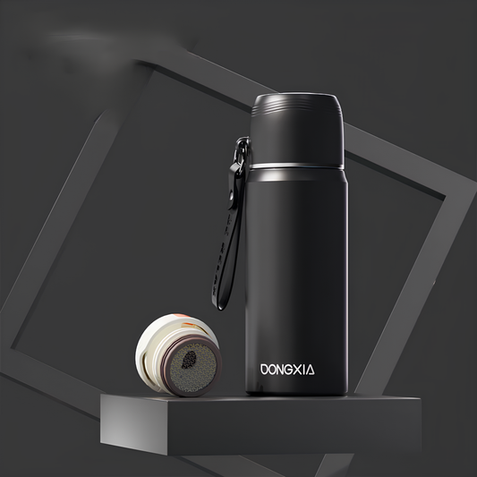 Thermosteel Water Bottle with Cup Lid – 450ml | 24Hr Hot & Cold | Leak-Proof