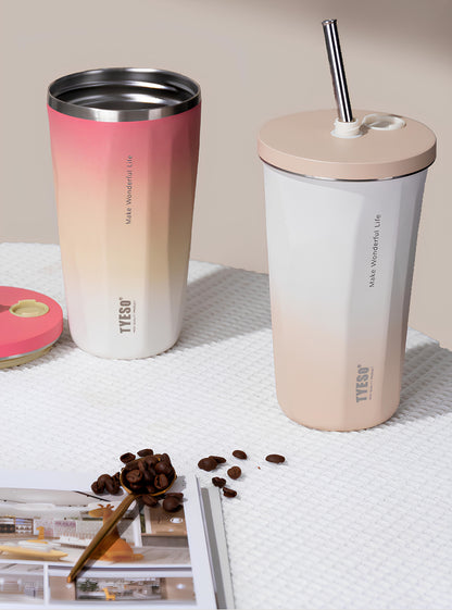 TYESO Vacuum Insulated Coffee Cup with Silicone Strap-600ML