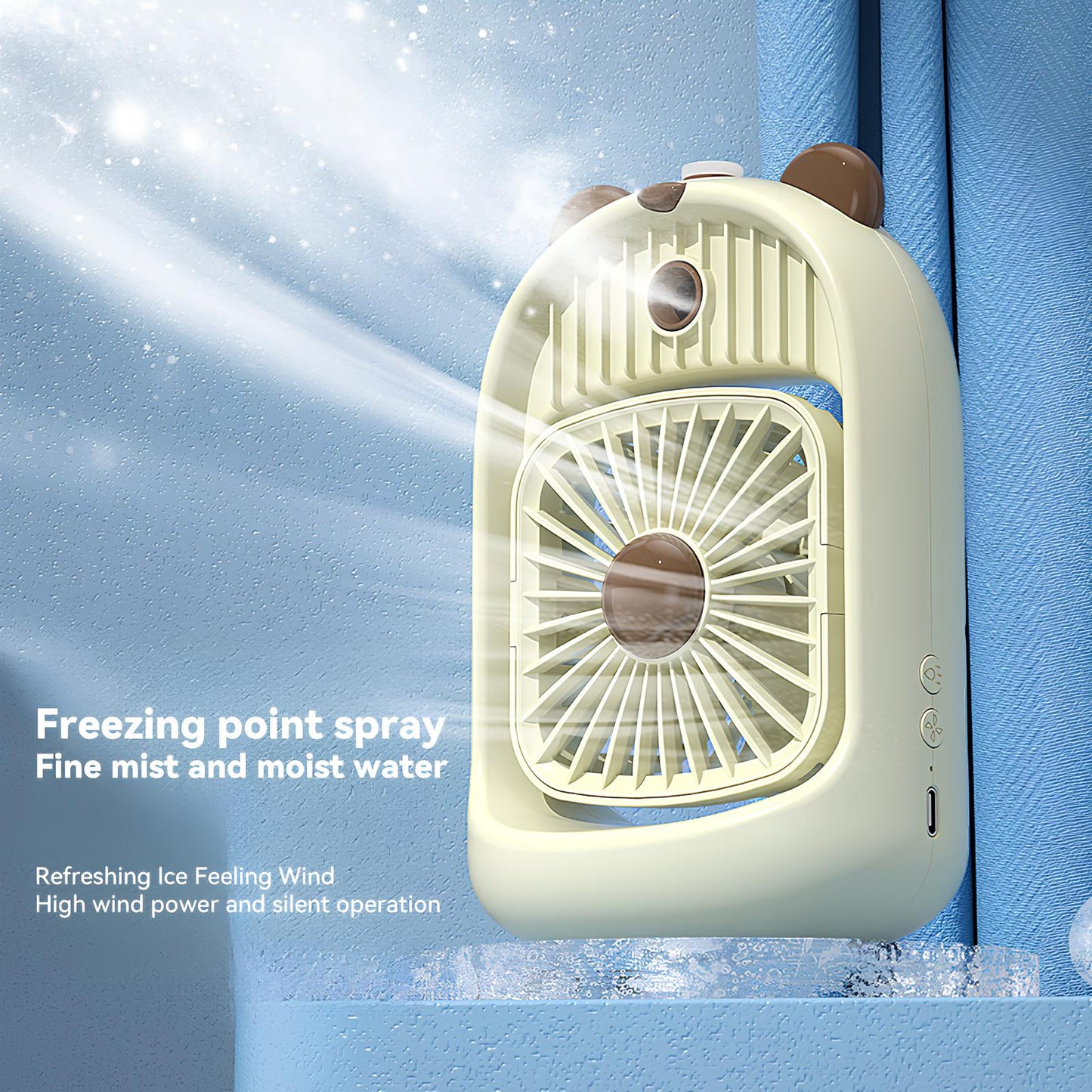 Spray Cooling Mist Fan – USB Hand Held Water Mist Fan | Bear Design