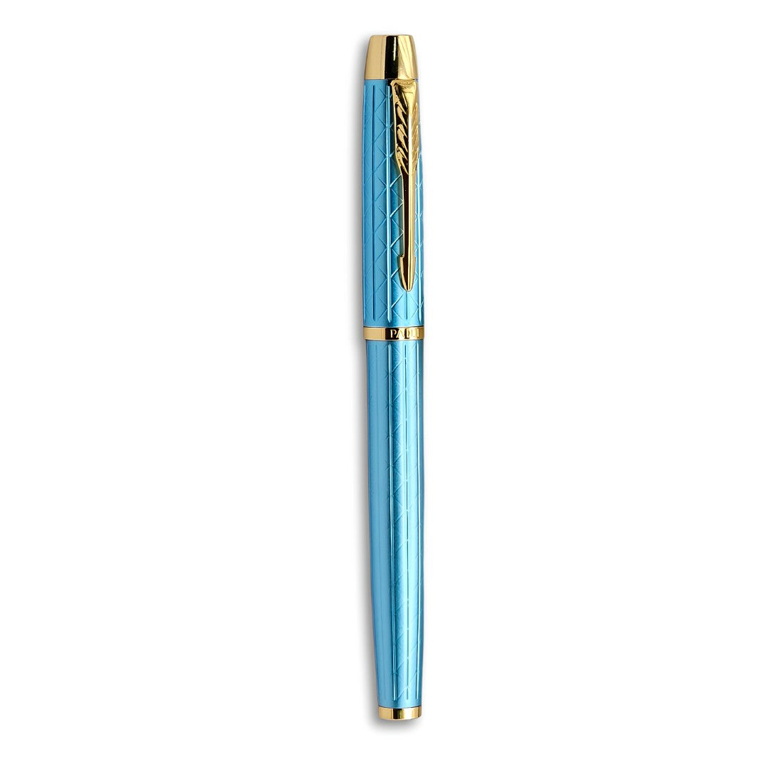 PAILI Premium Geometric Engraved Fountain Pen – Brushed Gold Grip (Available in Multiple Colors)