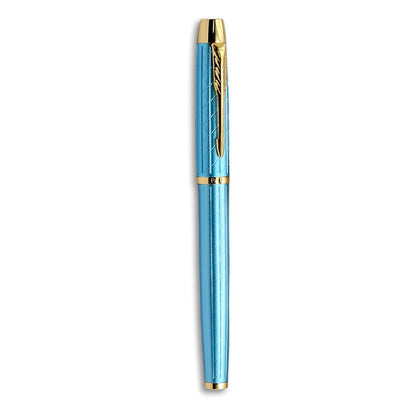 PAILI Premium Geometric Engraved Fountain Pen – Brushed Gold Grip (Available in Multiple Colors)