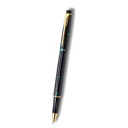 PAILI Celestial Splatter Resin Fountain Pen – Classic Hooded Nib, Gold-Tone Arrow Clip, Ergonomic Grip (Available in Blue, Gold, & Green)