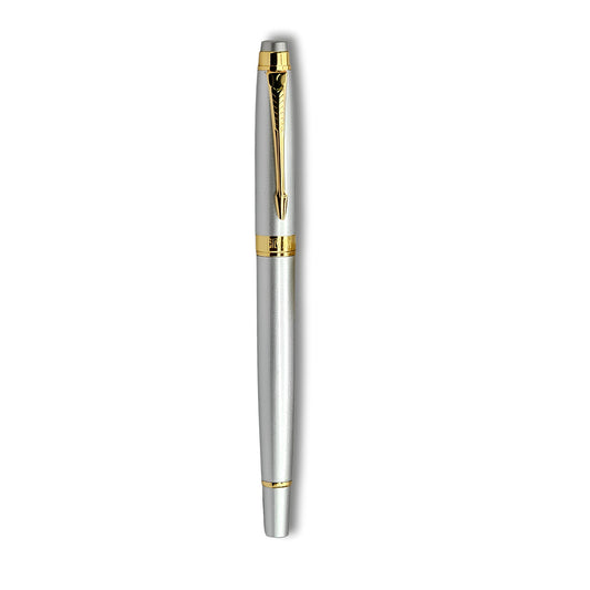 PAILI Premium Executive Fountain Pen – Matte Finish with Gold-Tone Arrow Clip, Two-Tone Precision Nib, Ergonomic Textured Grip (Available in Matte Black & Champagne Silver)