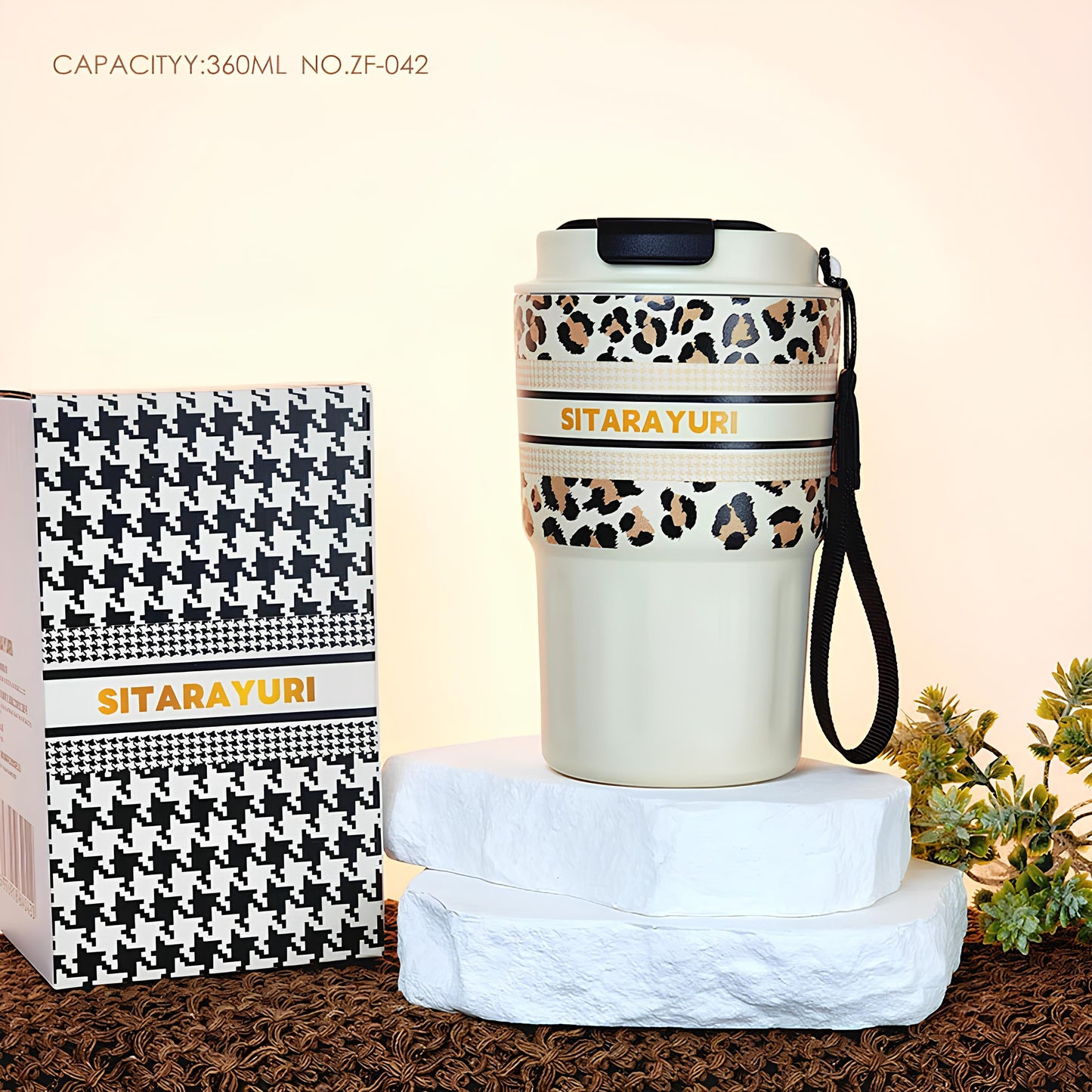 SITARAYURI Leopard Print Stainless Steel Insulated Travel Coffee Cup