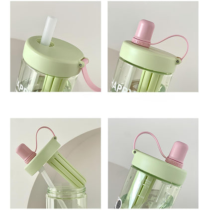 SHOTAY "Happy Little Cat Every Day" BPA-Free Tritan Water Bottle with Pop-Up Straw & Tea Infuser – Leak-Proof Fashion Flask ST 7164