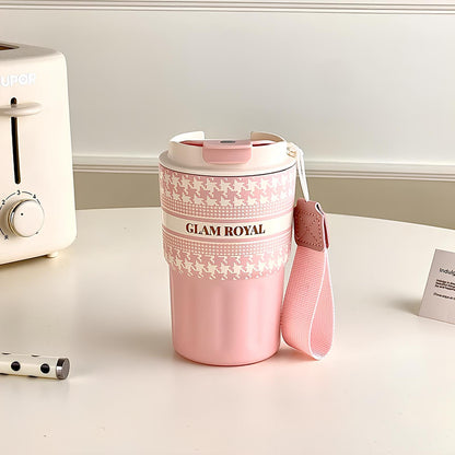 SITAYURI Glam Royal Houndstooth Insulated Tumbler Coffee Cup