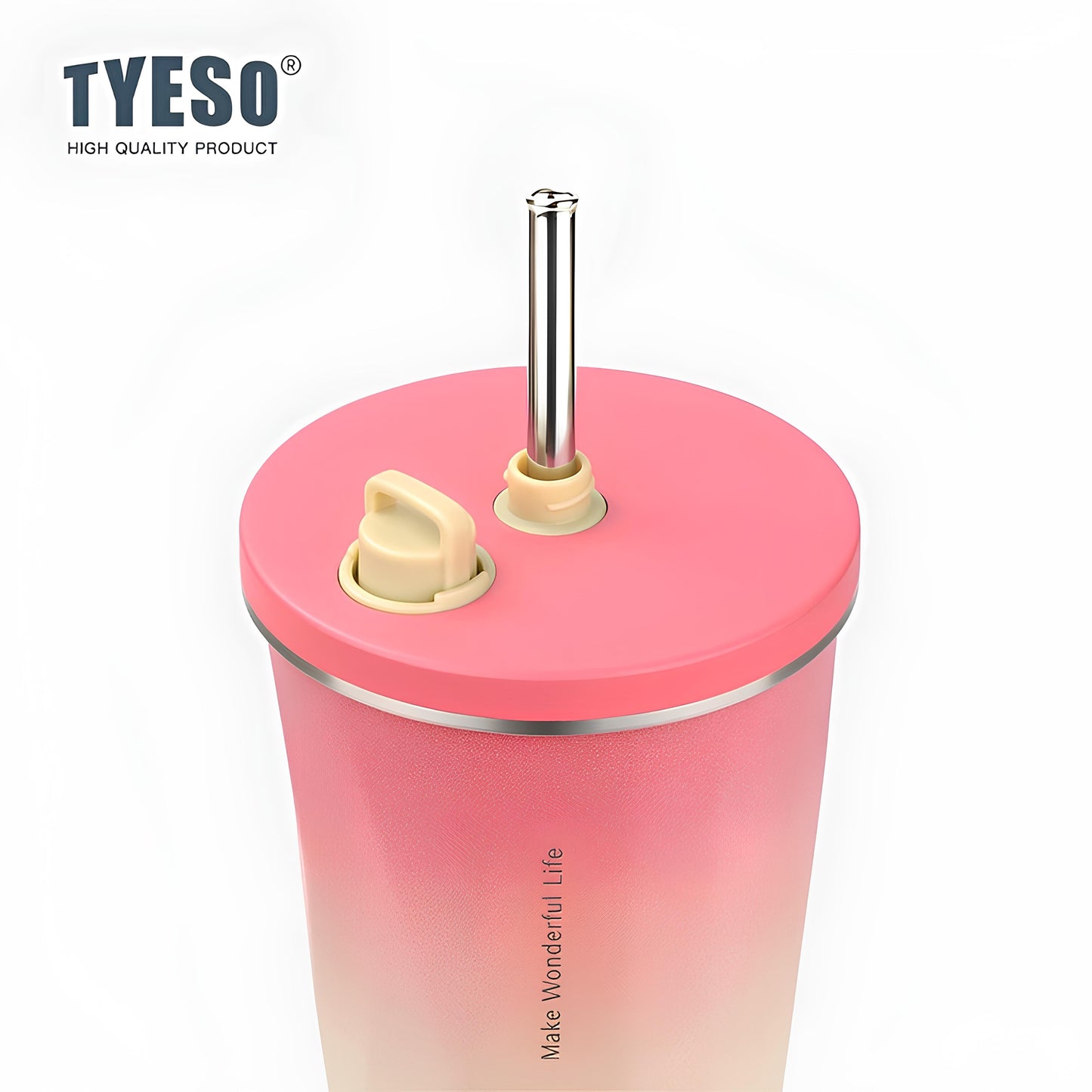 TYESO Vacuum Insulated Coffee Cup with Silicone Strap-600ML
