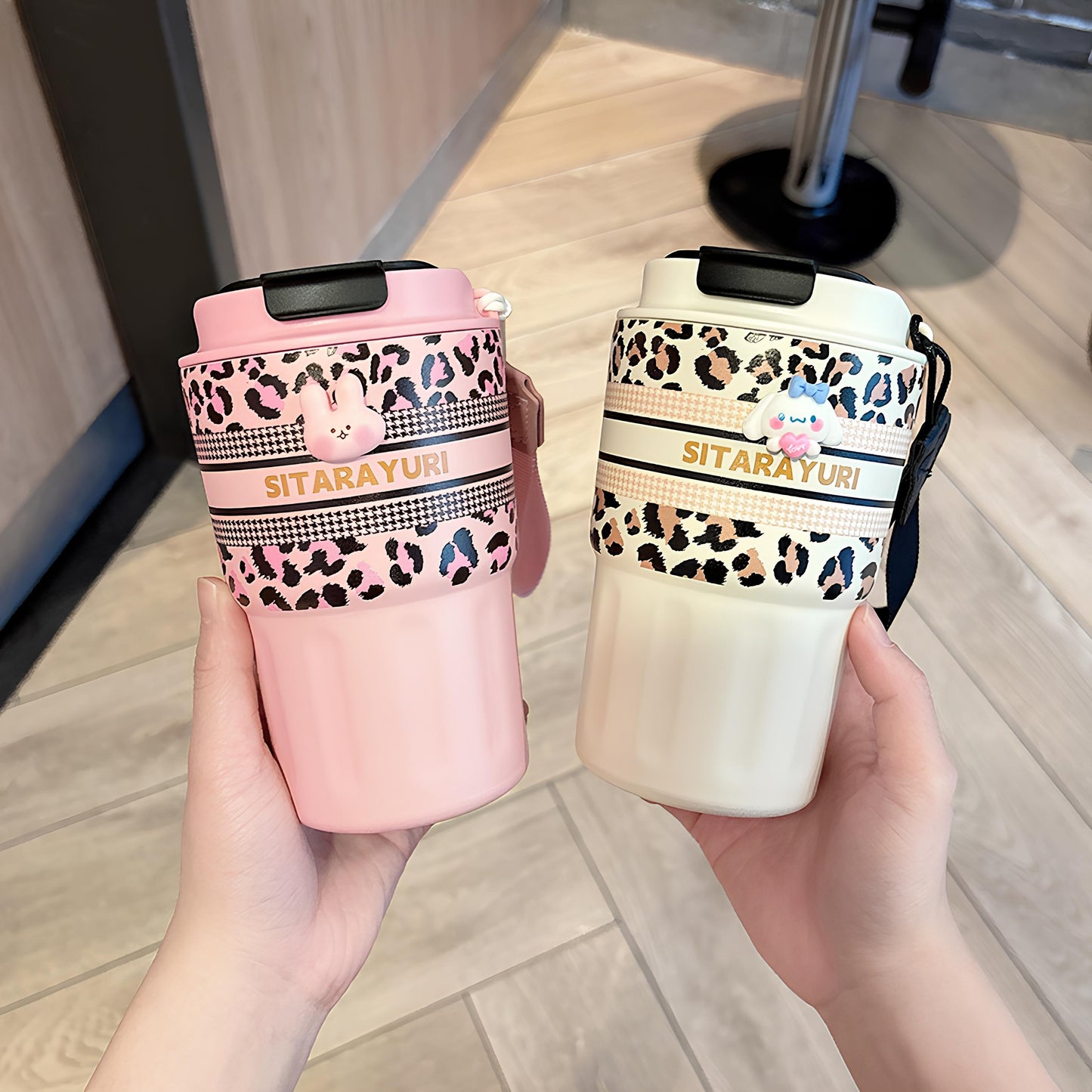 SITARAYURI Leopard Print Stainless Steel Insulated Travel Coffee Cup