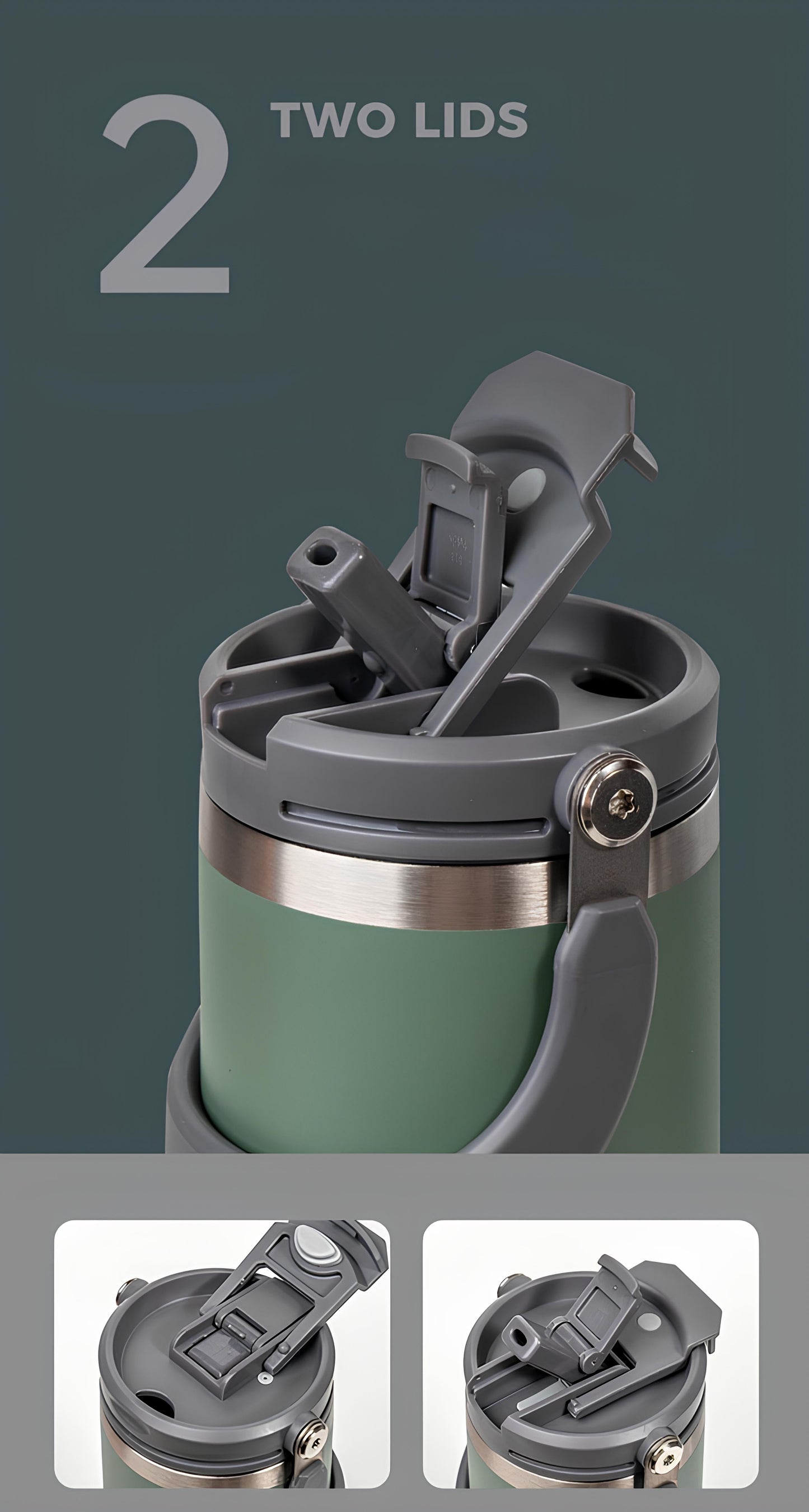 TYESO High-Capacity Travel Tumbler with Folding Handle