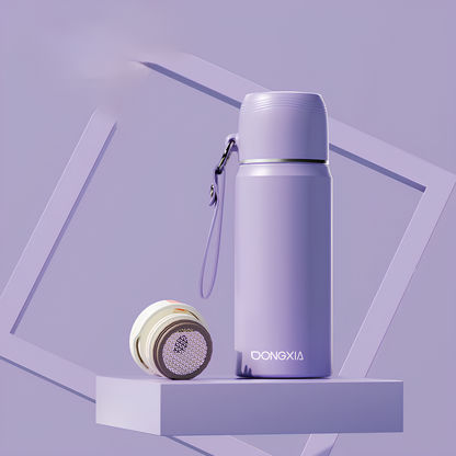 Thermosteel Water Bottle with Cup Lid – 450ml | 24Hr Hot & Cold | Leak-Proof