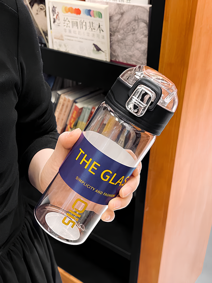 Premium Borosilicate Glass Water Bottle with Locking Flip-Top