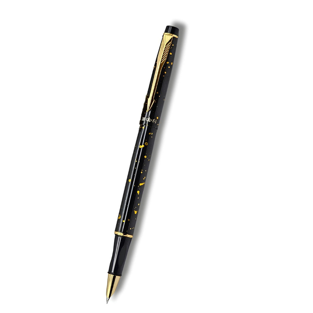PAILI Celestial Splatter Resin Fountain Pen – Classic Hooded Nib, Gold-Tone Arrow Clip, Ergonomic Grip (Available in Blue, Gold, & Green)