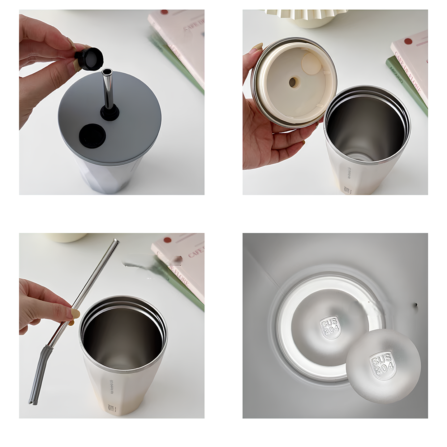 TYESO Vacuum Insulated Coffee Cup with Silicone Strap-600ML
